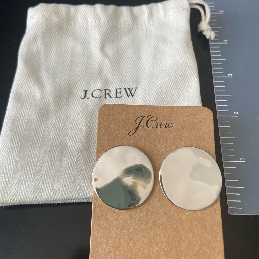 New J. Crew Silver Round Fashion Earrings